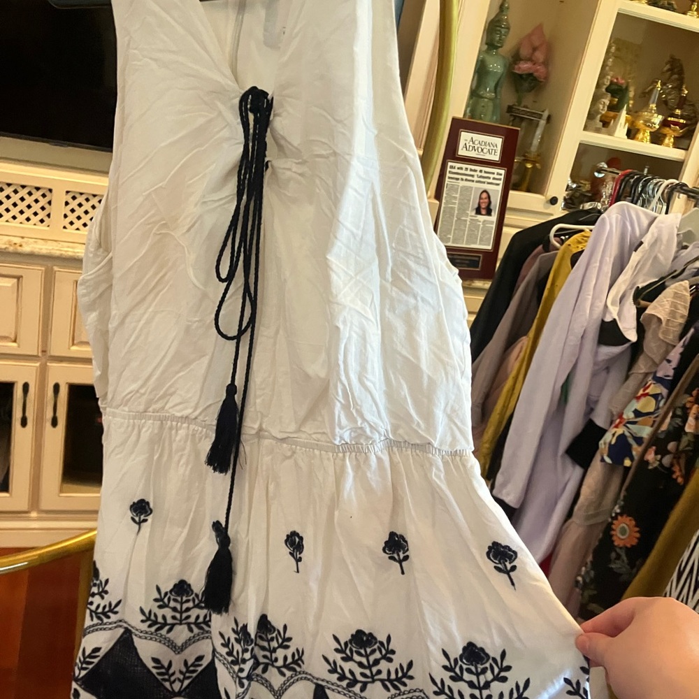 J.O.A. White and Black Embroidered Dress